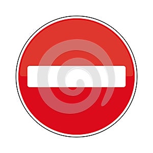 No Entry Traffic Sign, isolated on the white, illustration