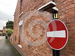 No entry for vehicular traffic sign in the city photo