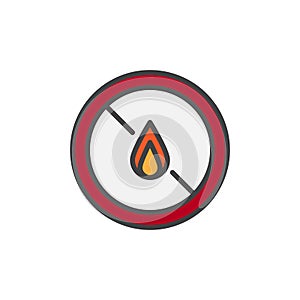 No expose flammable liquids filled outline icon
