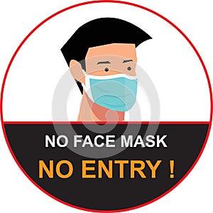 No face mask, no entry to protect and prevent from Coronavirus or Covid-19, NO MASK NO ENTRY warning sign vector photo