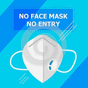 No face mask, no entrance. Put on your mask. Square poster, With ffp2 respiratory mask. For your business, in blue