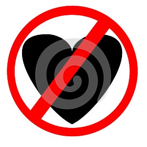  no falling love sign with white background.