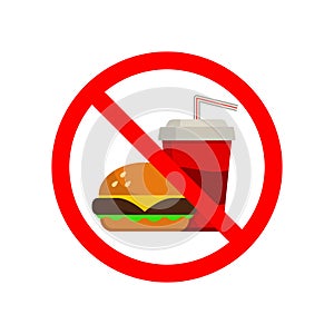 No fast food danger sign. Vector illustration