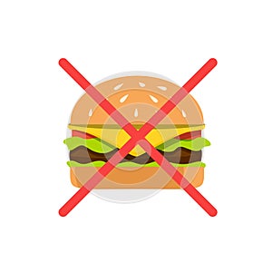 No Fast Food icon isolated on white background.