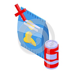 No fast food icon isometric vector. Drink junk