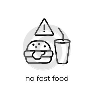 No Fast Food icon. Trendy modern flat linear vector No Fast Food