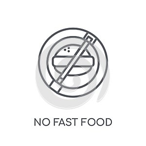 No Fast Food linear icon. Modern outline No Fast Food logo conce