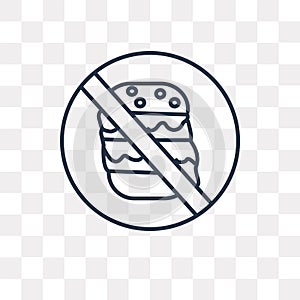 No fast food vector icon isolated on transparent background, lin