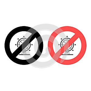 No Ferris wheel icon. Simple glyph, flat vector of charts and diagrams ban, prohibition, embargo, interdict, forbiddance icons for