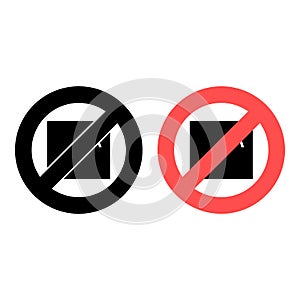 No files, text icon. Simple glyph, flat  of text editor ban, prohibition, embargo, interdict, forbiddance icons for ui and