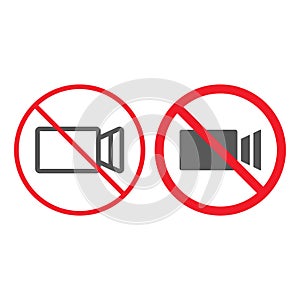 No filming line and glyph icon, prohibition