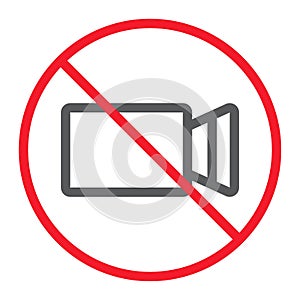 No filming line icon, prohibition and forbidden