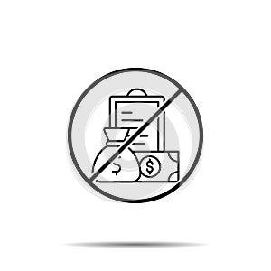 No Financial, dollar, money, bag icon. Simple thin line, outline vector of saving money ban, prohibition, embargo, interdict,