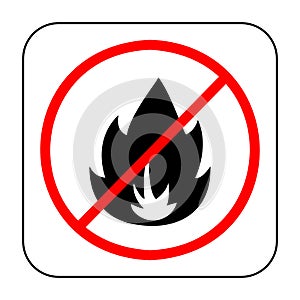 No fire with red cross vector sign