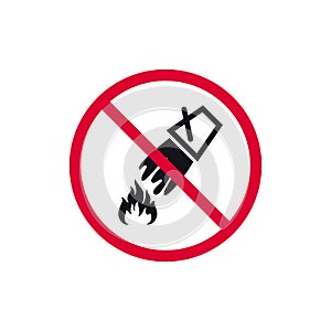 No fire extinction with water prohibited sign, forbidden modern round sticker, vector illustration