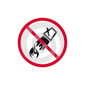 No fire extinction with water prohibited sign, forbidden modern round sticker, vector illustration