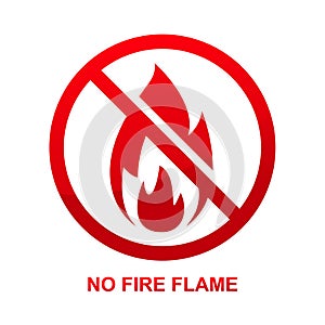 No fire flame sign isolated on white background