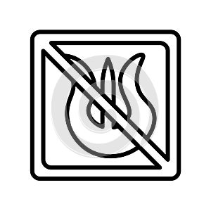 No fire icon vector sign and symbol isolated on white background