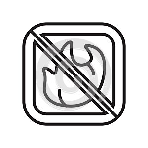 No fire icon vector sign and symbol isolated on white background, No fire logo concept