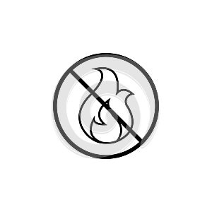 No fire line icon, warning prohibition sign