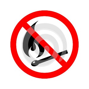 No Fire match Sign icon