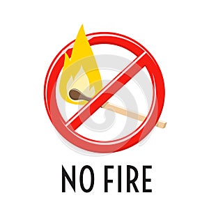 No fire sign. Forbidden open fire symbol