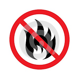 No fire sign icon. Vector illustration
