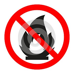 No Fire sign. Prohibition open flame symbol.