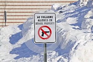 No Firearms Allowed on School Property Sign photo