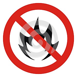 No fires, vector sign at red circle frame