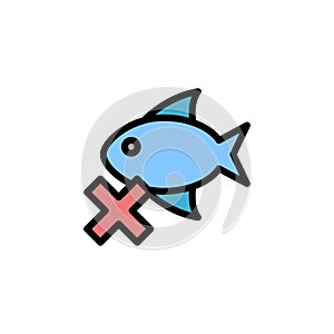 No fish icon. Simple color with outline vector elements of vegetarian food icons for ui and ux, website or mobile application