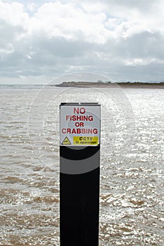 No fishing or crabbing sign