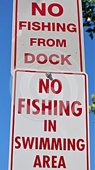 No fishing from dock sign