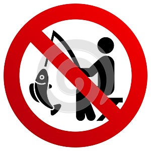 No fishing forbidden sign, modern round sticker