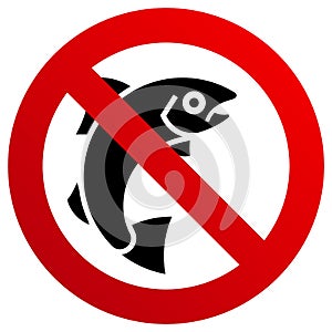 No fishing forbidden sign, modern round sticker, vector illustration