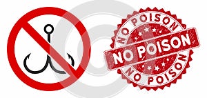 No Fishing Icon with Scratched No Poison Stamp