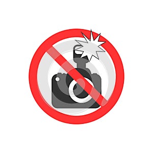 No flash photography sign. Photo sign. Vector illustration.