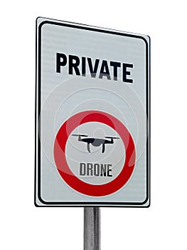 No Flying Drone Zone Forbidden Sign Red Prohibition Symbol signboard isolated on white