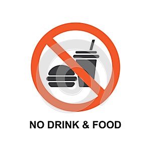 No food and drink allowed symbol isolated, Prohibition sign