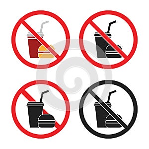 No food or drink area sign, no fast food icons