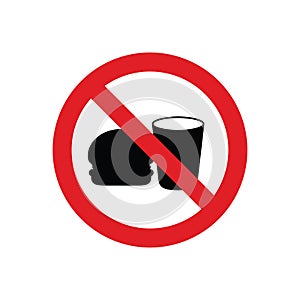 no food and drink prohibition symbol for sign or icon vector in red color