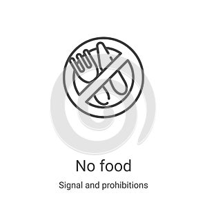 no food icon vector from signal and prohibitions collection. Thin line no food outline icon vector illustration. Linear symbol for