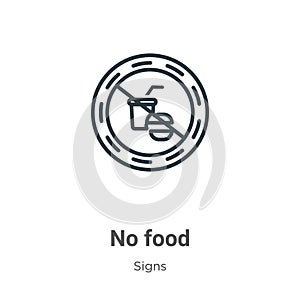 No food outline vector icon. Thin line black no food icon, flat vector simple element illustration from editable signs concept