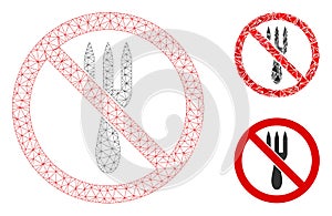 No Fork Vector Mesh 2D Model and Triangle Mosaic Icon