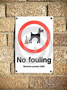 No fouling sign