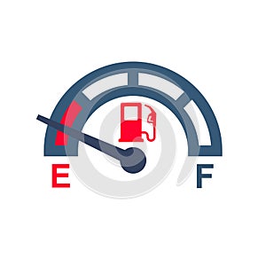 No fuel. Gas gauge meter