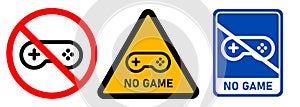 No game allowed gaming restriction not allowed playing emblem sign rules sticker photo