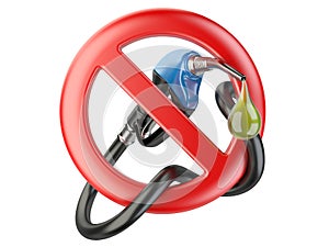 No Gasoline, nozzle fuel sign ban. No Gas station icon