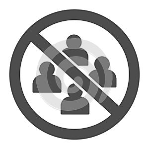 No gathering in group of people solid icon, social distancing concept, Avoid Crowds sign on white background, Ban on