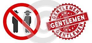 No Gentlemen Icon with Scratched Gentlemen Stamp